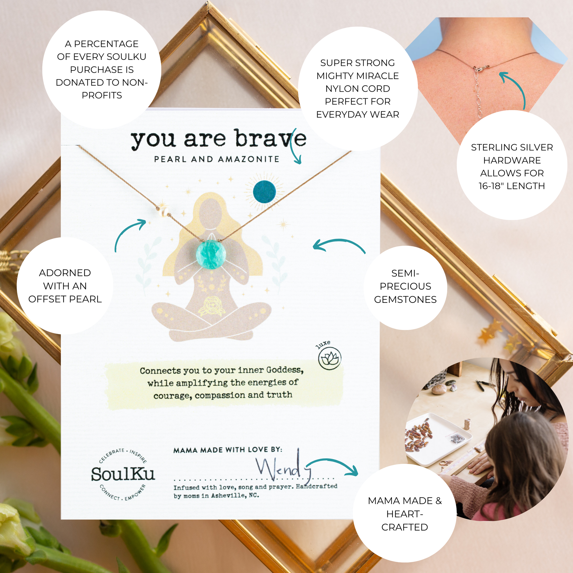 You are Brave Amazonite Necklace