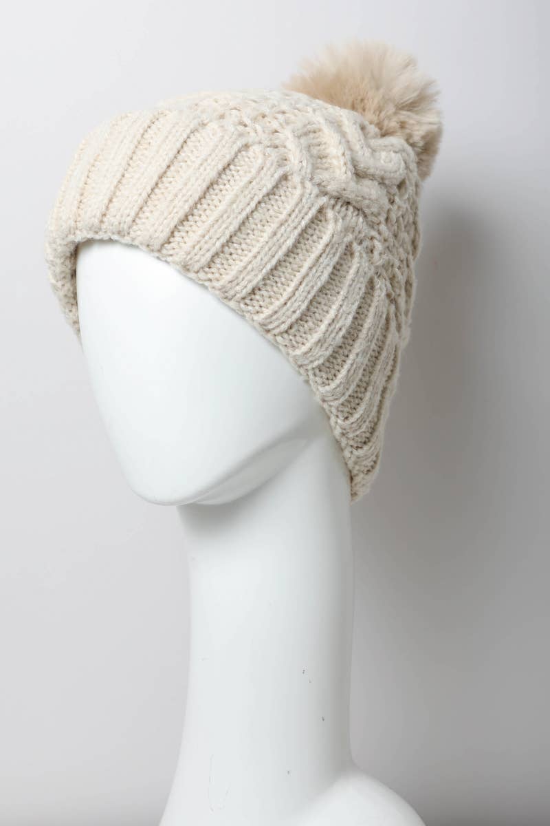 Black Resort Chunky Cable Knit Beanie