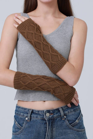 Leto Accessories - Thermal Knit Arm Sleeves – 3D Textured Winter Arm Warmers: Black