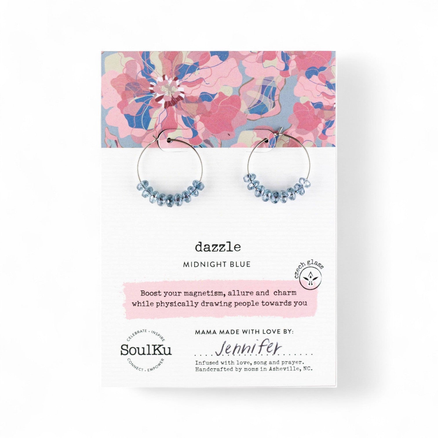 Dazzle Czech Glass Stainless Steel Hoops