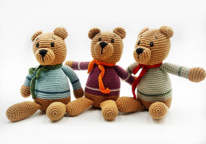 Pebble - Handcrafted Velvety Boho Teddy Bears – Teal, Blue & Purple