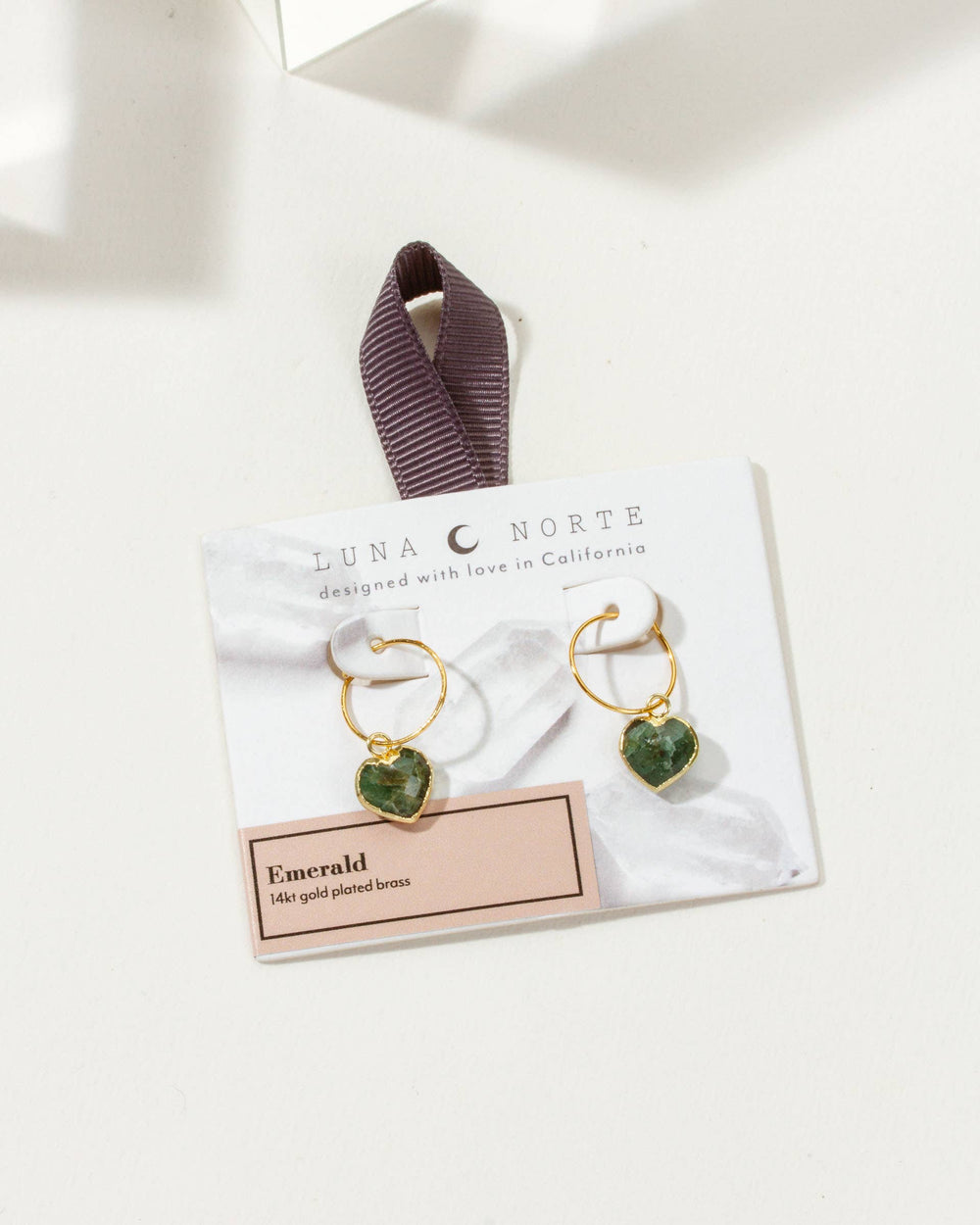 Emerald Heart Mini Hoop Earrings