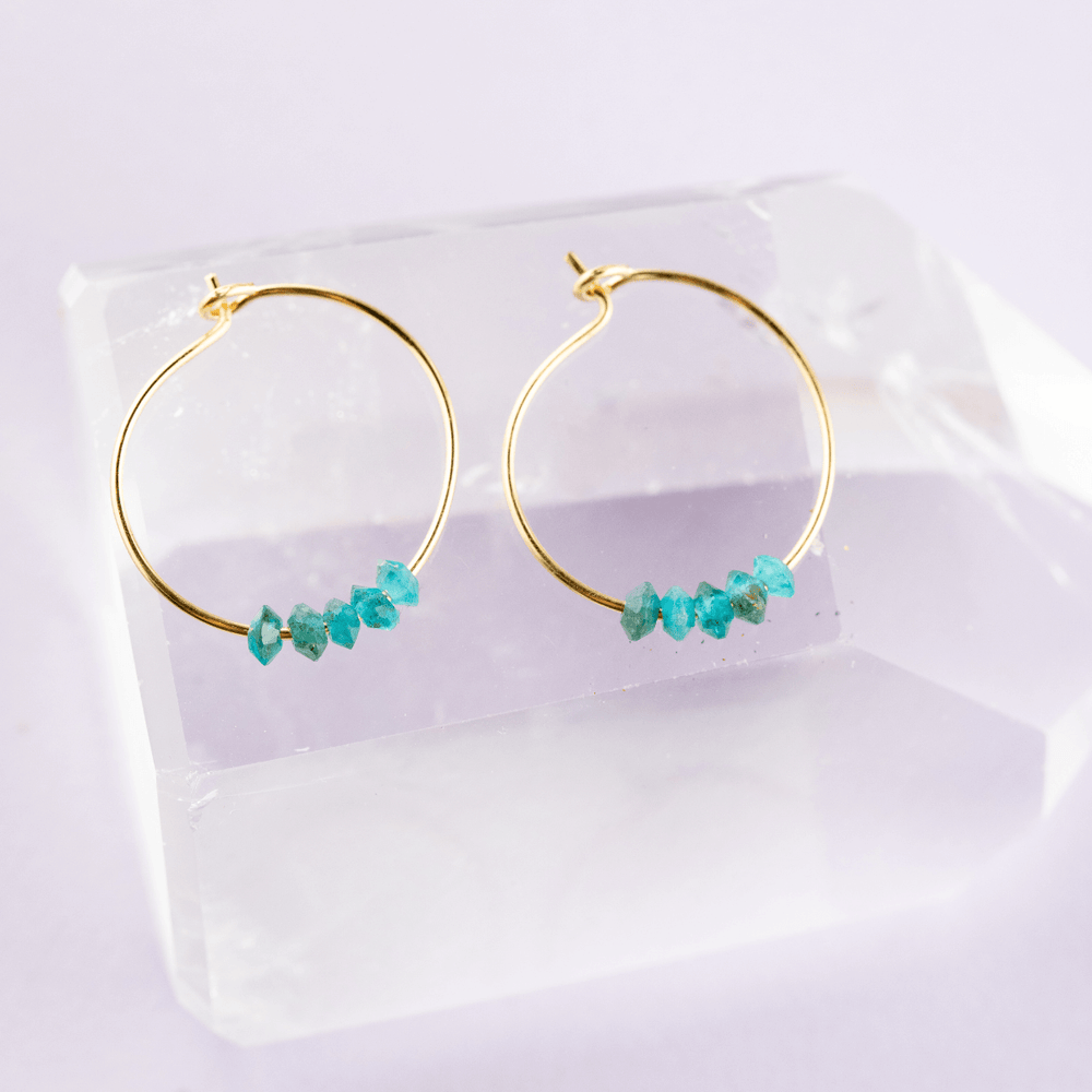 SoulKu - Apatite Alive & Well Gold Hoop Earrings Anything Is Possible