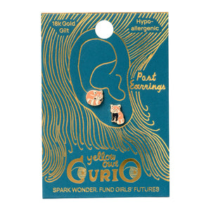 Yellow Owl Workshop - CURIO Red Panda Earrings | Mismatched Gold Studs