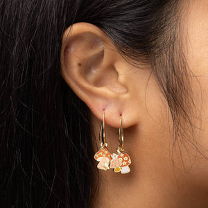 Yellow Owl Workshop - Magic Mushroom Gold Drop Earrings | Psychedelic 70s Jewelry