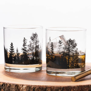 Black Lantern - Forest Landscape Whiskey Glasses