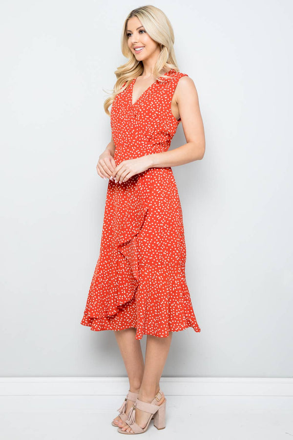 LA Soul - Red Frill Wrap dress