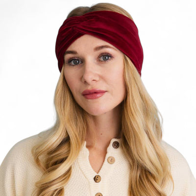 Deep Red Twisted Ear Warmer Headband