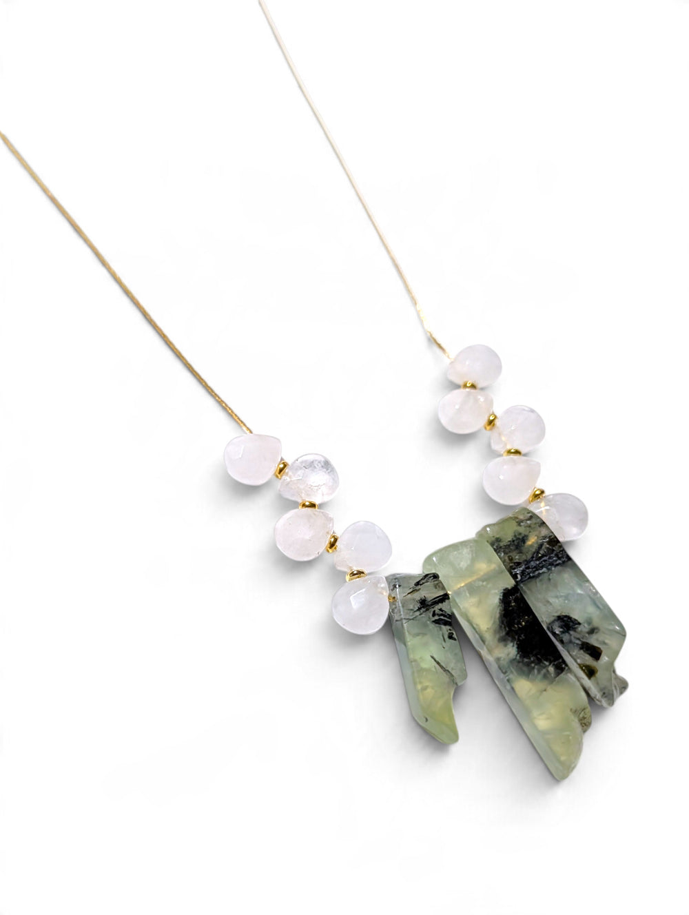 Dual Personality Necklace - Rutilated Quartz and White Quartz