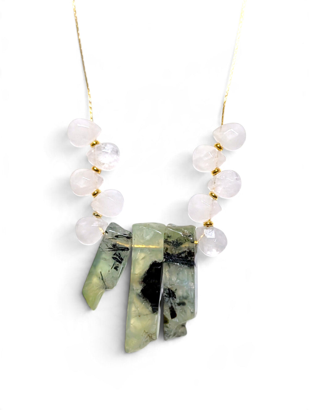 Dual Personality Necklace - Rutilated Quartz and White Quartz