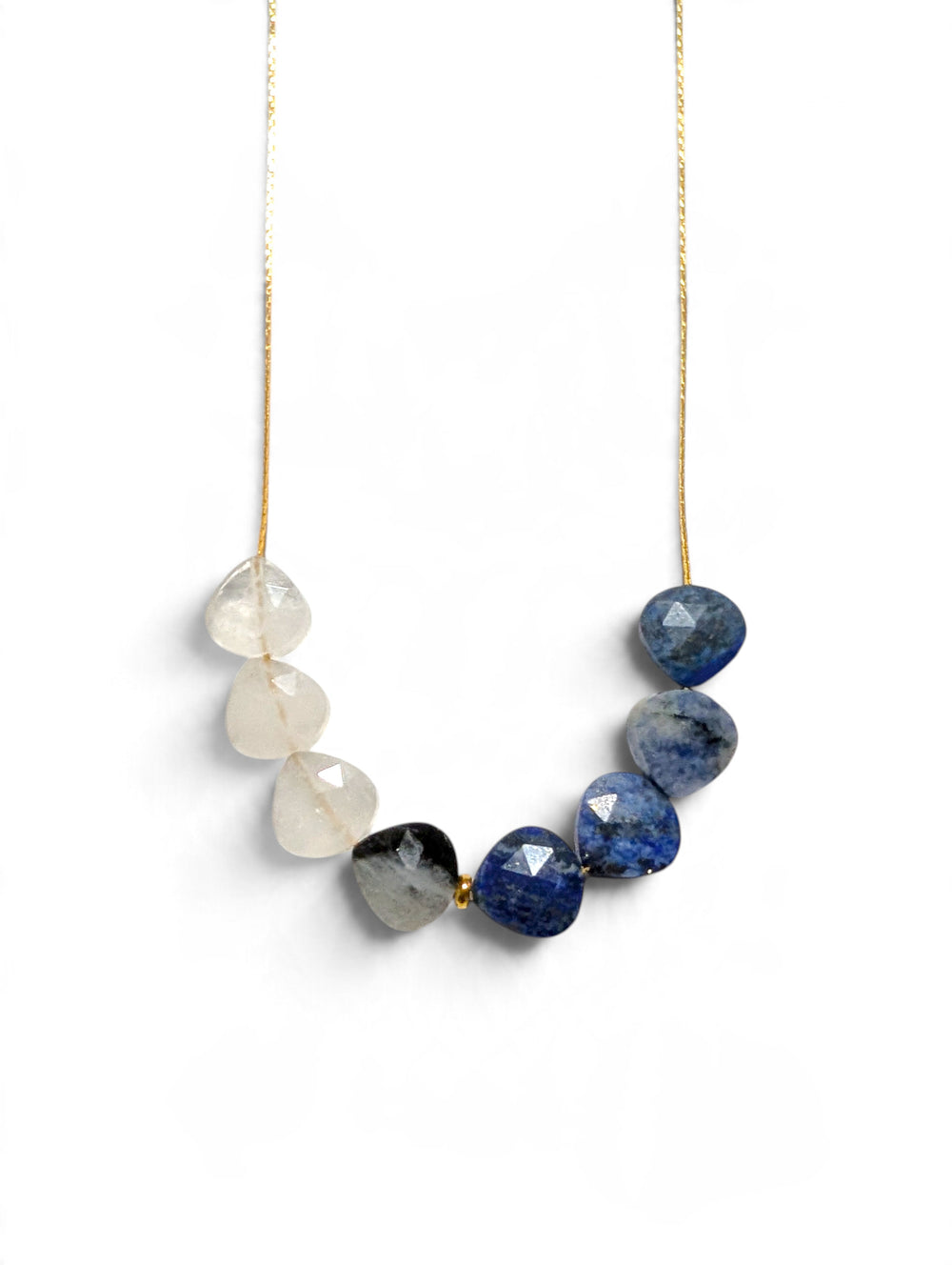 Dual Personality Necklace - White Quartz and Lapis Lasuli