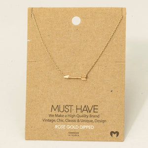 Fame Accessories - Gold Dipped Love Arrow Pendant Necklace