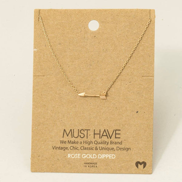 Fame Accessories - Gold Dipped Love Arrow Pendant Necklace