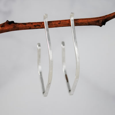 Almond Hoops - sterling silver