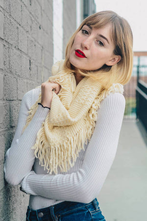 Leto Accessories - Pointelle Fringe Infinity Scarf - Fall Favorite: Mocha