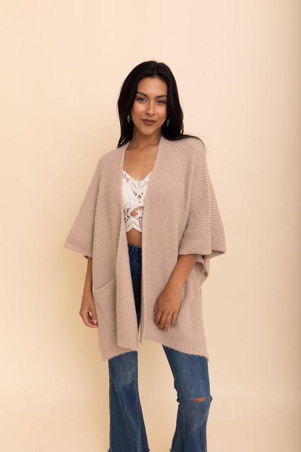 Chic Boucle Cardigan Poncho