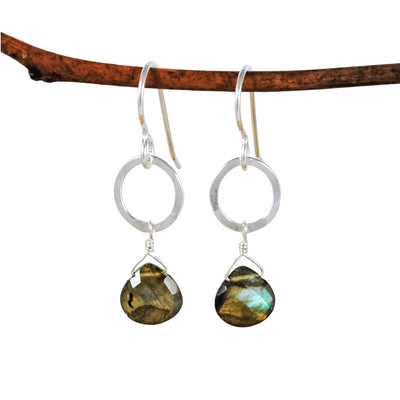 Petite Ring & Stone Earrings - sterling