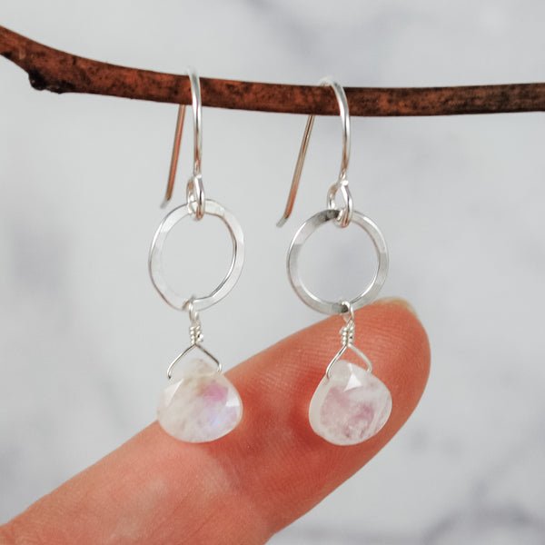 Petite Ring & Stone Earrings - sterling