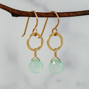 Petite Ring & Stone Earrings - gold-filled