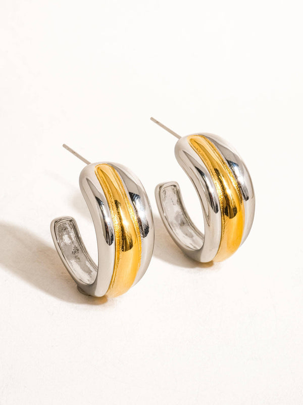 Lazare Non-Tarnish Multi C Hoop Earring