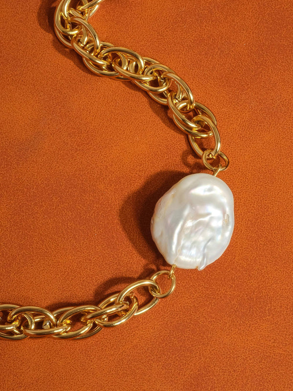 Lo'an Non-Tarnish Bold Pearl Chain Necklace