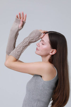 Leto Accessories - Thermal Knit Arm Sleeves – 3D Textured Winter Arm Warmers: Black