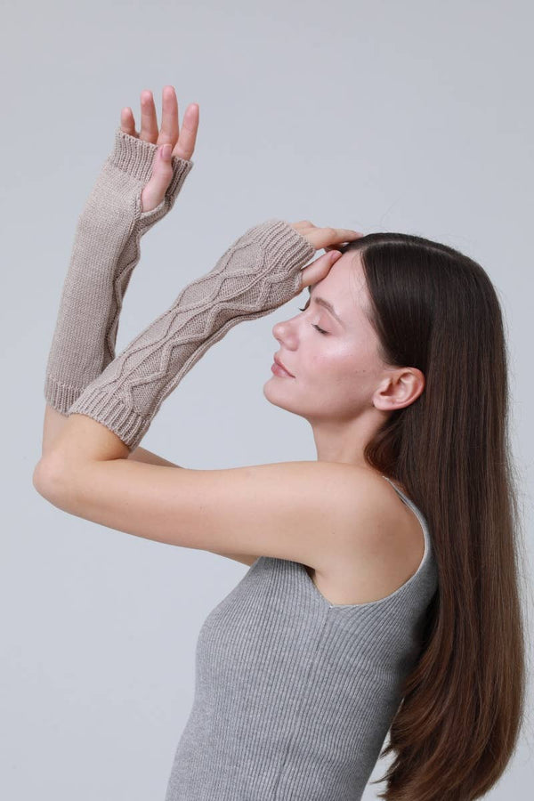 Leto Accessories - Thermal Knit Arm Sleeves – 3D Textured Winter Arm Warmers: Black