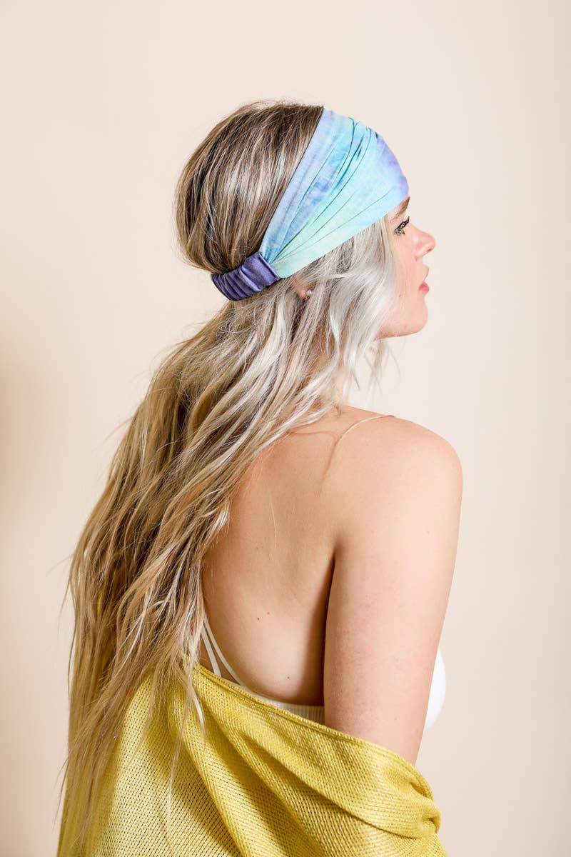 Boho Chic Wide Band Tie-Dye Headwrap