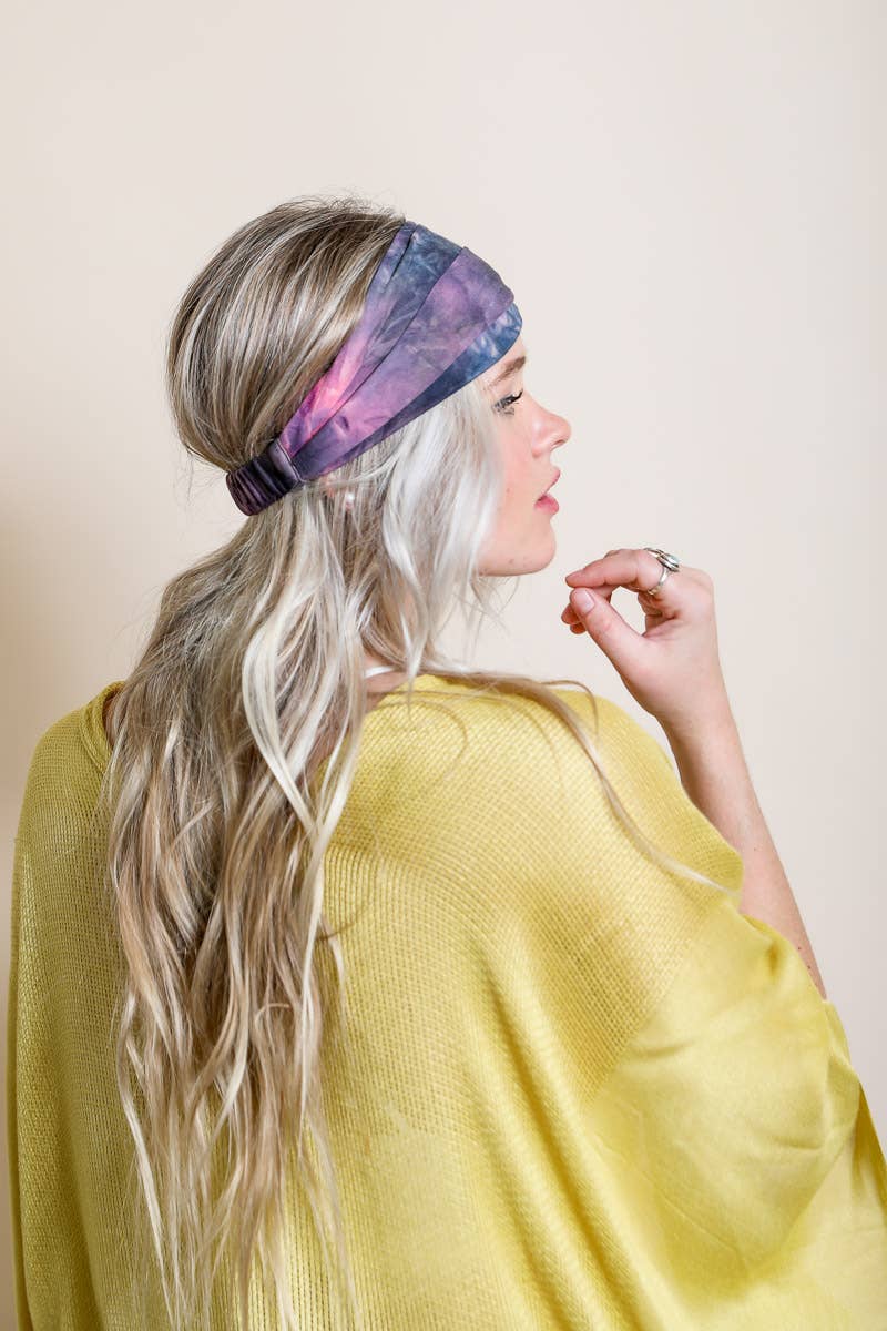 Boho Chic Wide Band Tie-Dye Headwrap