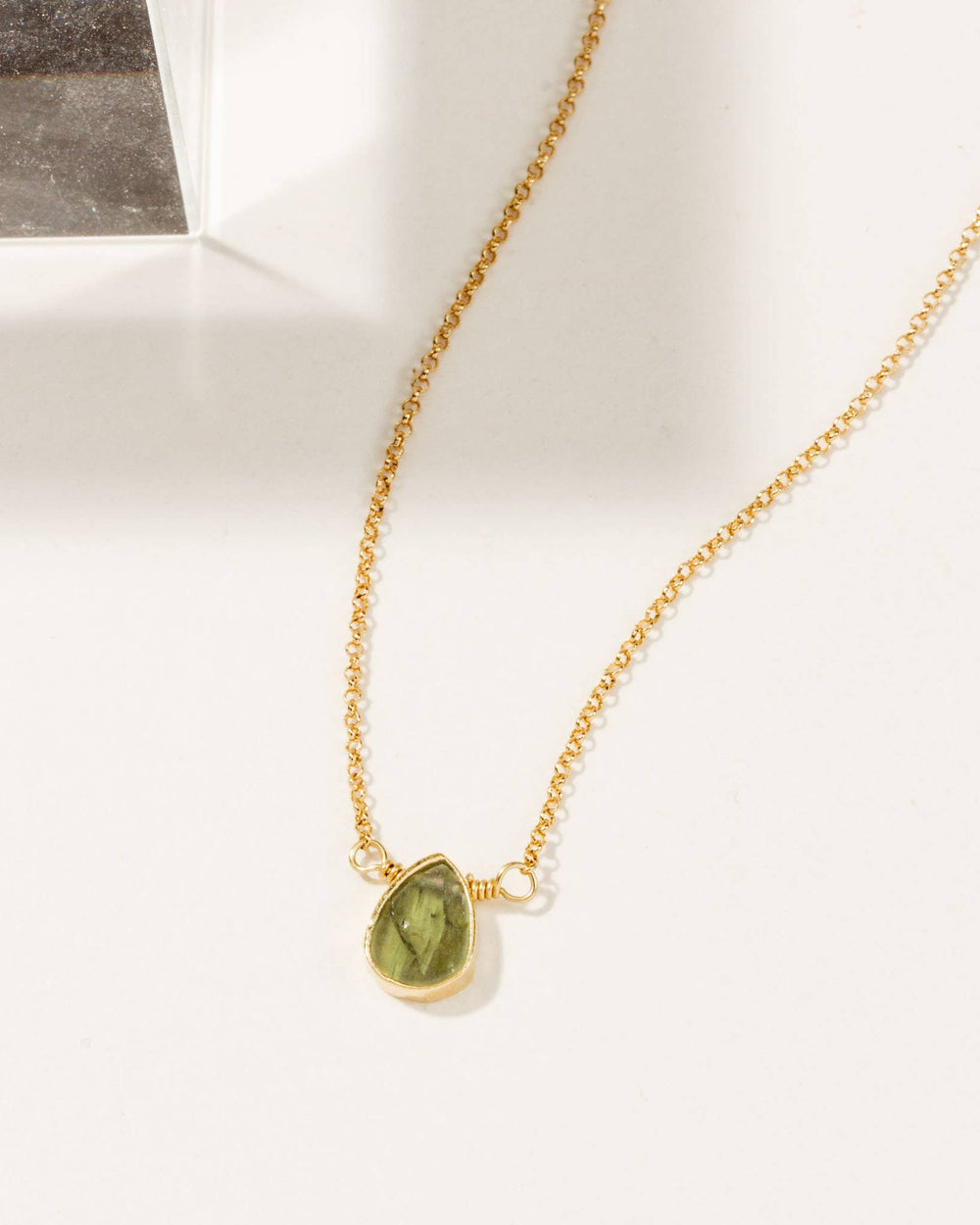 Gold Delicate Peridot Gemstone Necklace