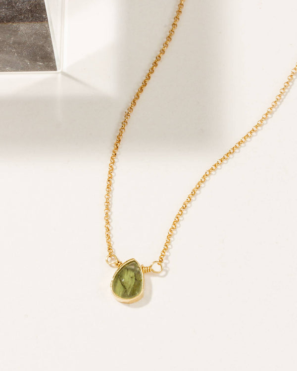 Gold Delicate Peridot Gemstone Necklace
