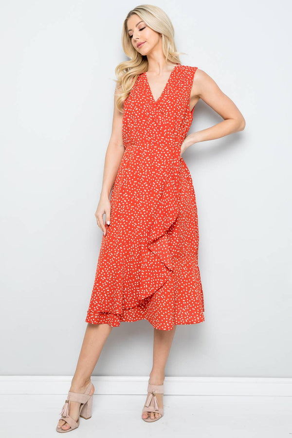 LA Soul - Red Frill Wrap dress