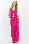 42POPS - ,.. V-NECK CAMI MAXI DRESS /w adjustable strap: S / LT GREY