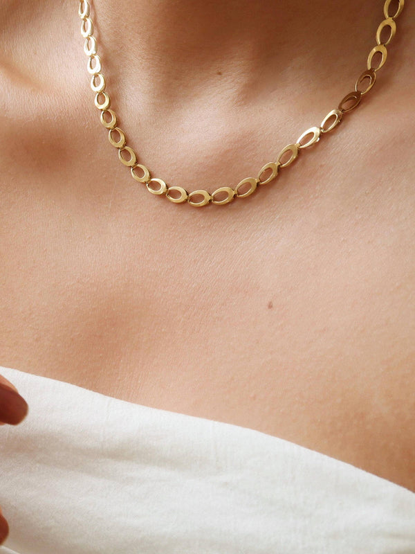 Thessaly 18K Gold Non-Tarnish Oval Link Chain Necklace
