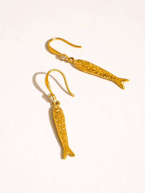 Flânerie by MAIQ - Calypsa 18K Gold Non-Tarnish Fish Charm Drop Earrings