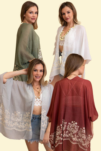 Boho Chic Floral Embroidered Kimono | Stitch Detail 🌼