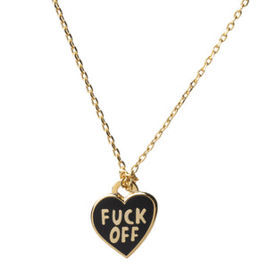 Yellow Owl Workshop - F*ck Off Heart Pendant Necklace | Gold Enamel Swear Word