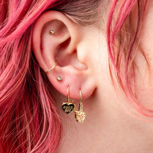 Yellow Owl Workshop - F*ck Off Heart Middle Finger Gold Drop Earrings