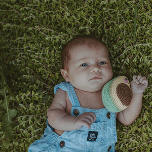 Pebble - Avocado Baby Rattle – Handmade Organic Cotton Sensory Toy