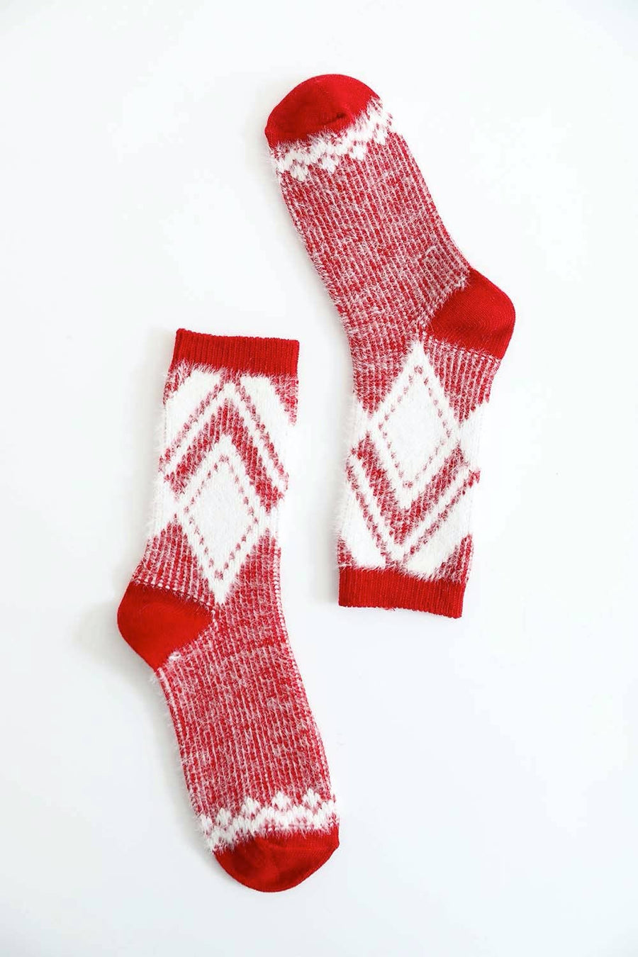 Red Diamond Pattern Socks