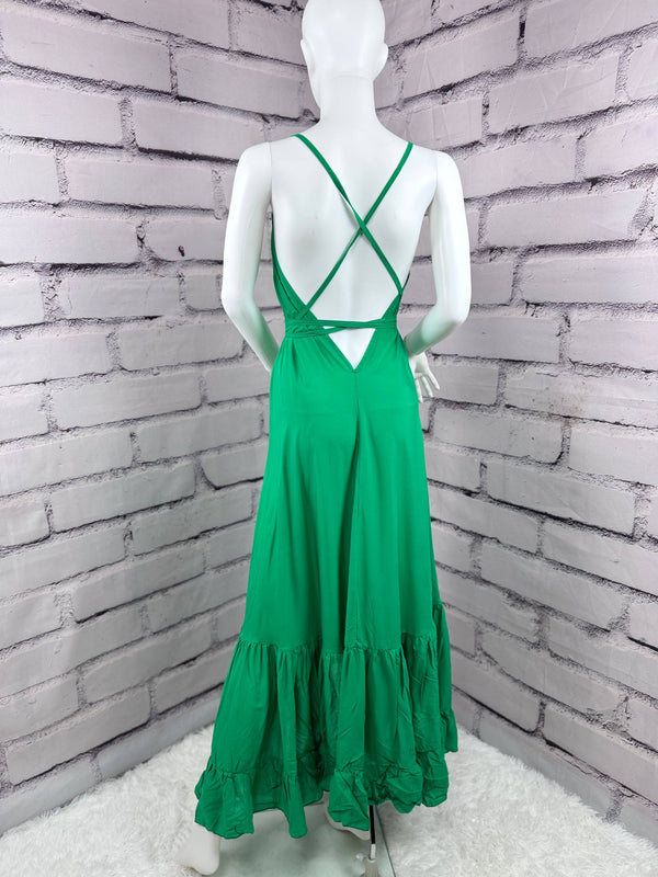 Flirty boho bold color halter dress