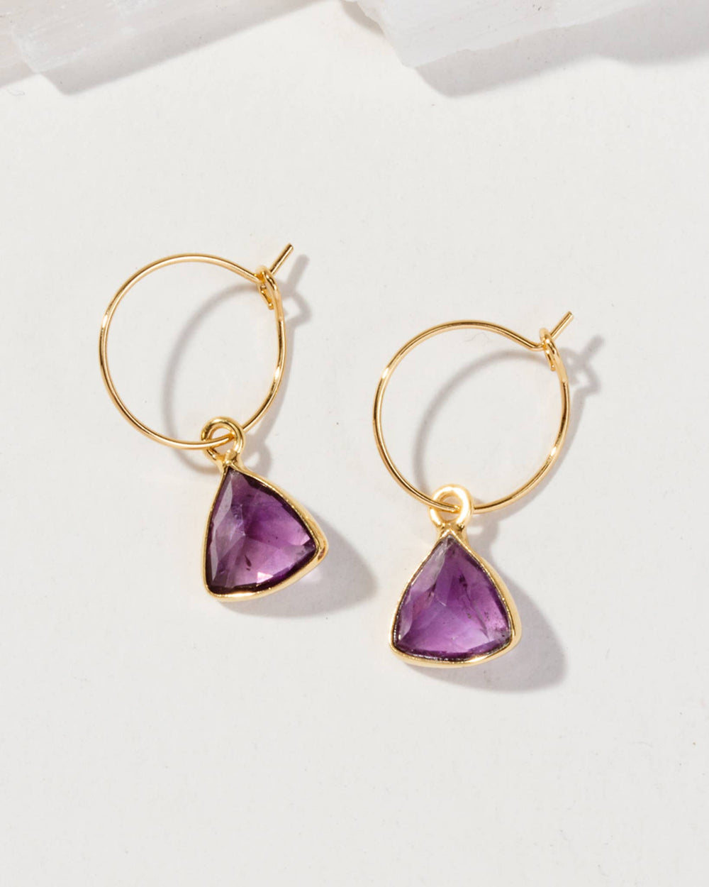 Amethyst Bermuda Triangle Mini Hoop Earrings