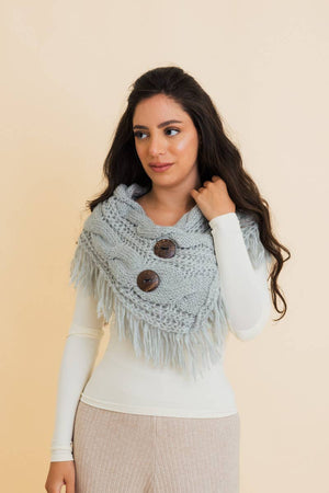 Leto Accessories - Heathered Shoulder Warmer With Coco Buttons: Lemon