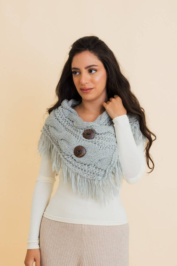 Leto Accessories - Heathered Shoulder Warmer With Coco Buttons: Lemon
