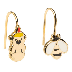 Yellow Owl Workshop - Honey Bear & Honey Bee Drop Earrings | Mismatched Dangles
