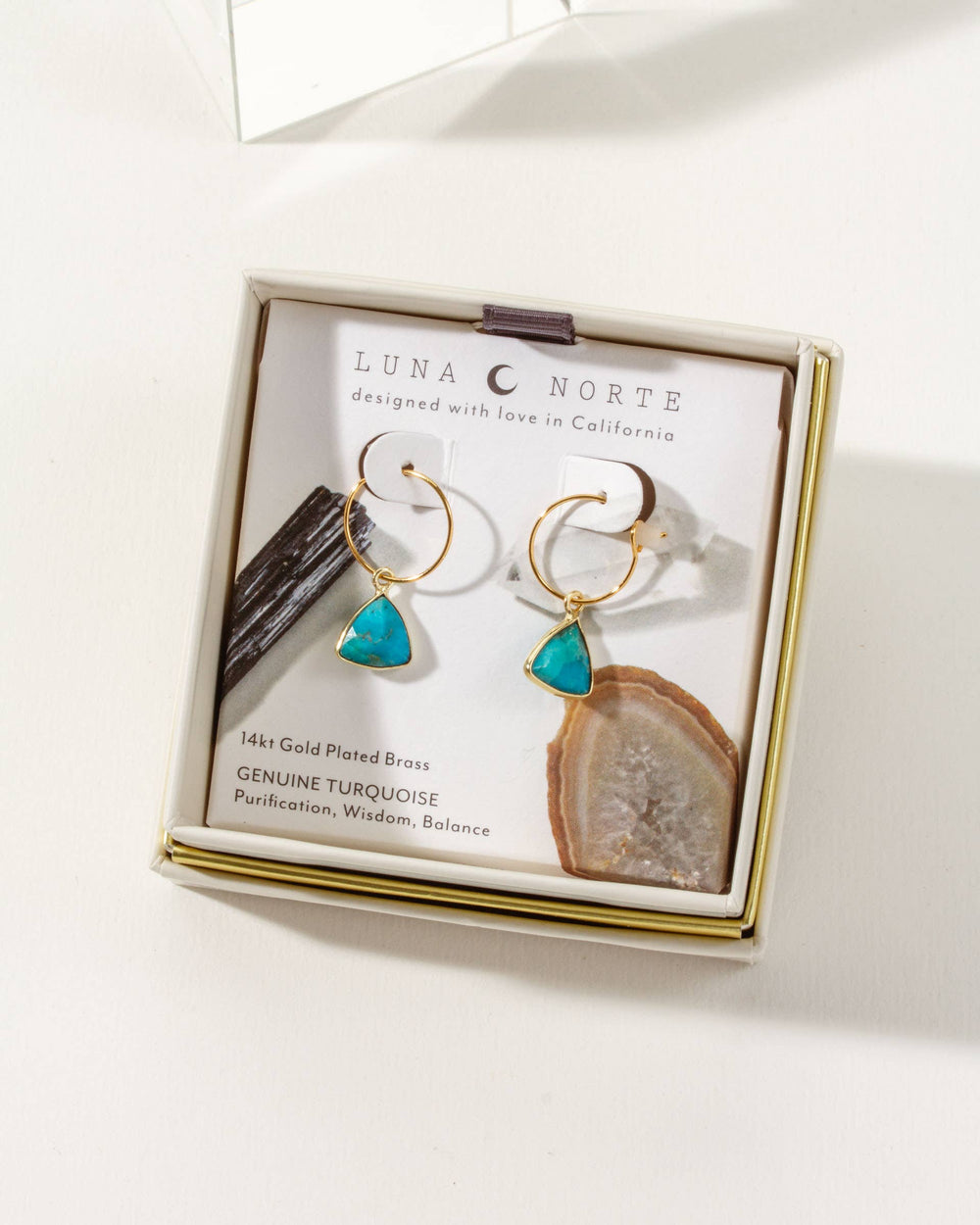 Turquoise Bermuda Triangle Mini Hoop Earrings