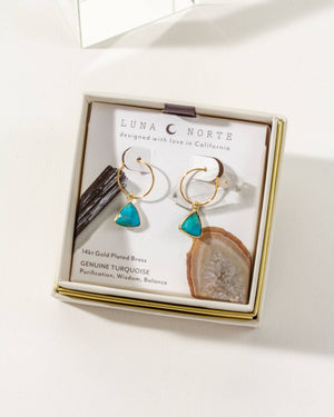 Turquoise Bermuda Triangle Mini Hoop Earrings