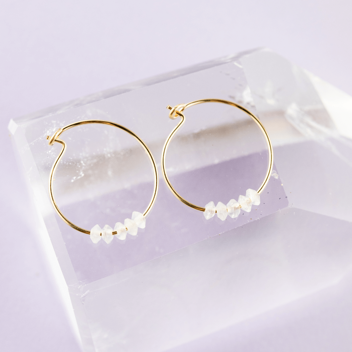Sisterhood Moonstone Gold-filled Hoop Earrings