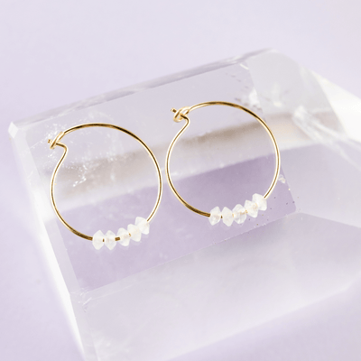 Sisterhood Moonstone Gold-filled Hoop Earrings