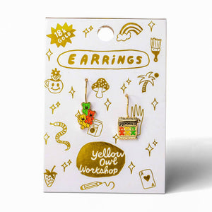 Yellow Owl Workshop - Gummy Bear Drop Earrings | Mismatched Gold Dangle Earrings